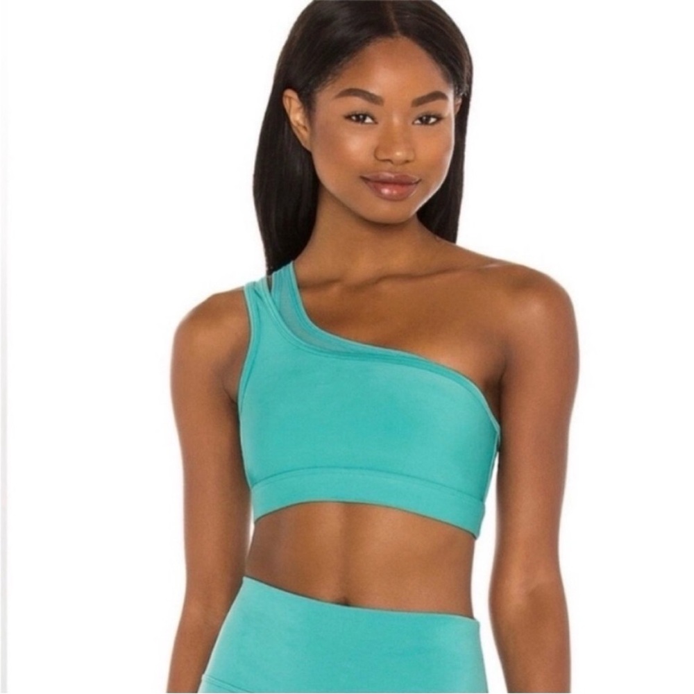 ALO Yoga One-Shoulder Sports Bra in Teal